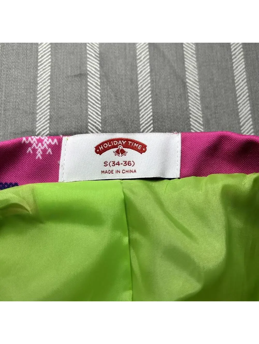 Men's Suit Blazer Ugly Christmas Sweater Tie Pink Green Santa Reindeer small